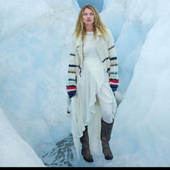 Free People Paint The Town Sweater Jacket Striped Knit Alpaca Blend Size XS NWT - Picture 11 of 16